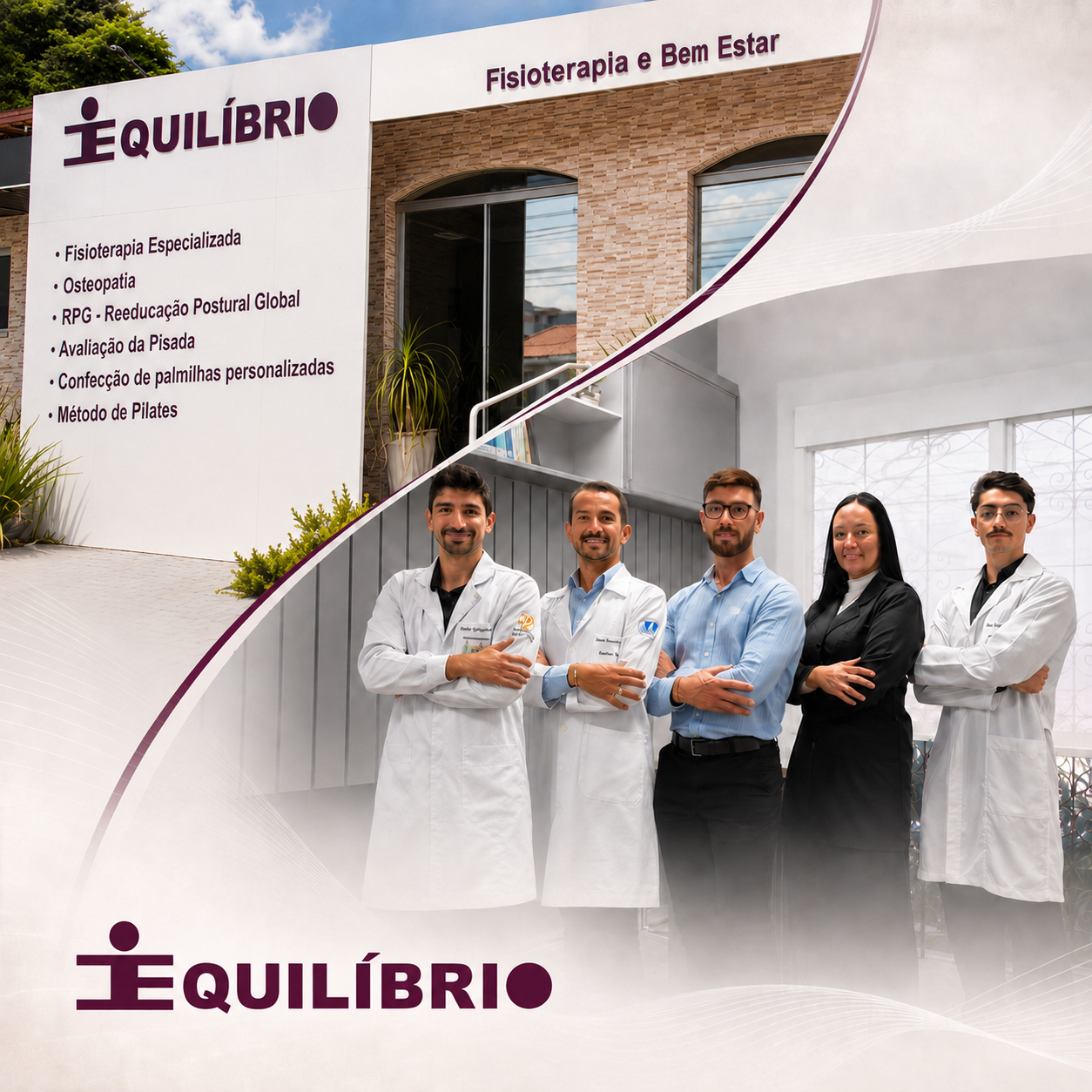 Fachada e equipe da Clinica Equilibrio